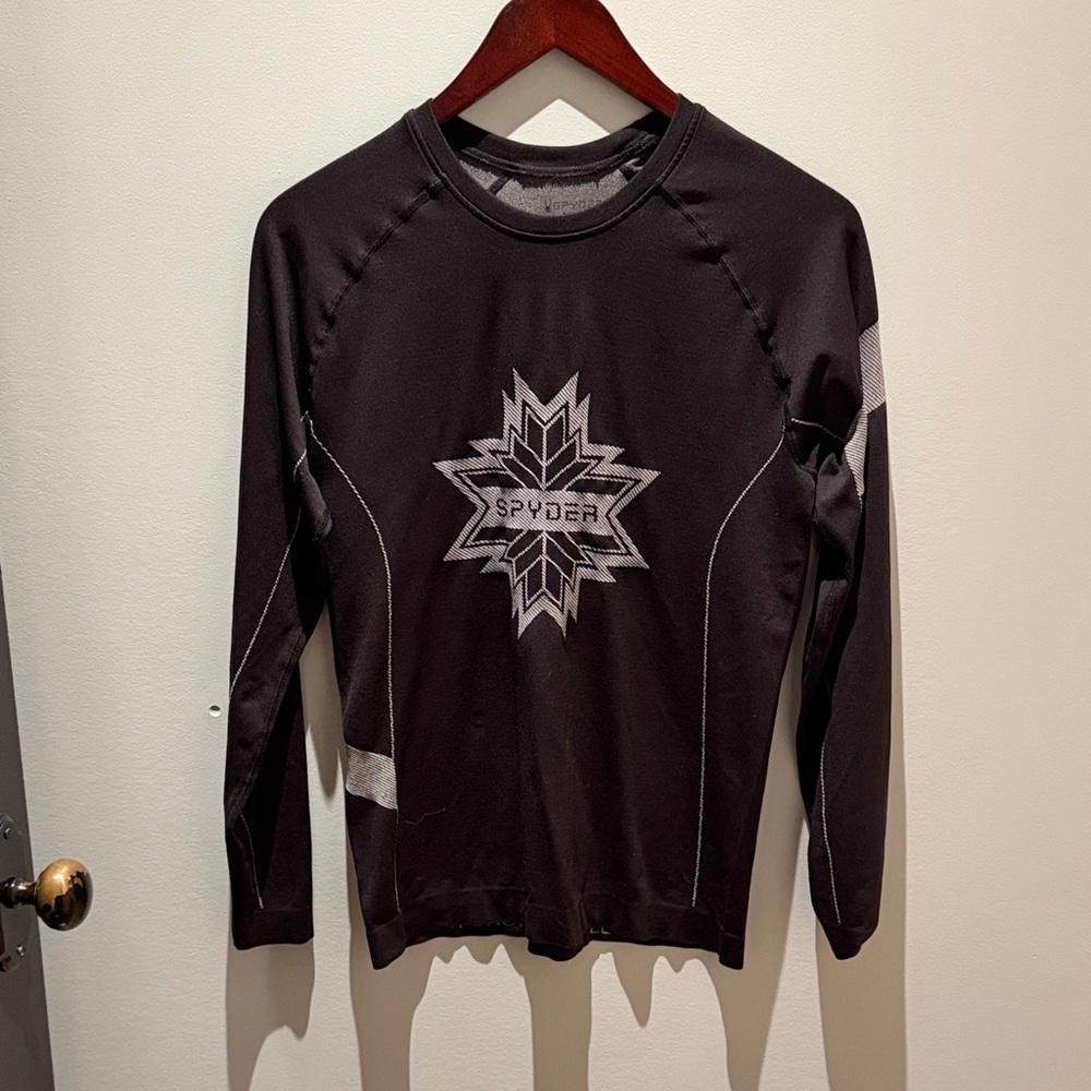 Spyder Black and Gray Performance Long Sleeve Top